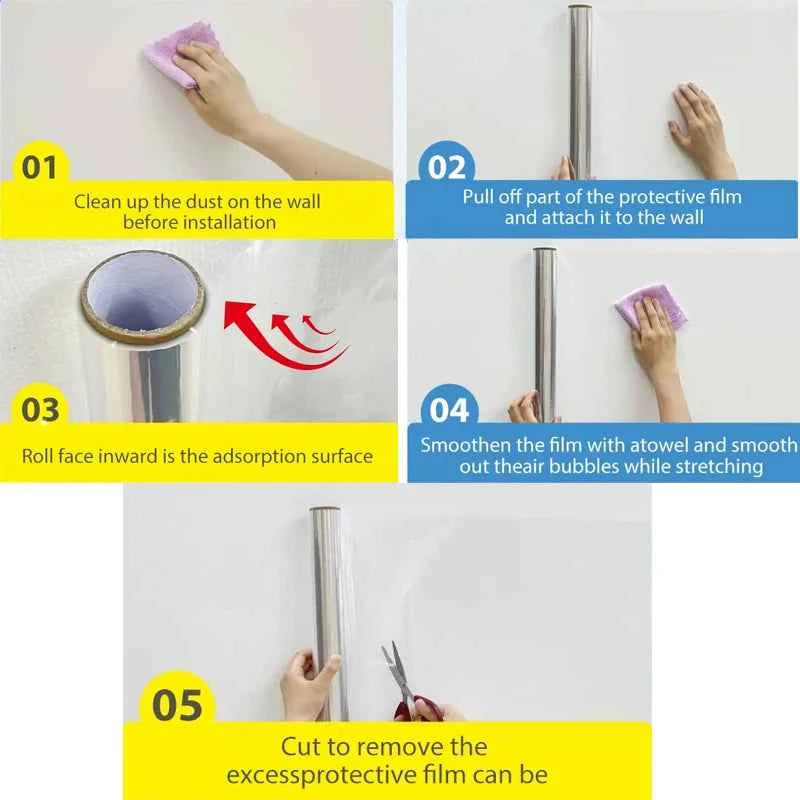 Transparent Wallpaper Kitchen Electrostatic Adsorption Protective Film Oil Proof Wall Sticker Decorative Film Wall Papers Home