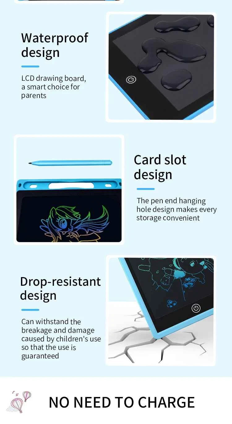 6.5/8.5/10/12 Inch LCD Drawing Tablet for Kids, Rechargeable Erasable Board with Pen, Travel Educational Toy Gift for Boys Girls