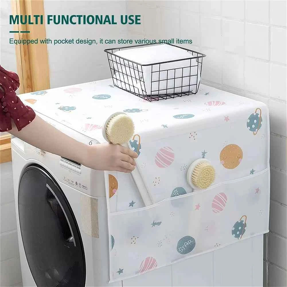 Refrigerator Dust Cover with Storage Bag Washable Printing Multi-purpose Household Washing Machine Cabinet Dust Protection Cover