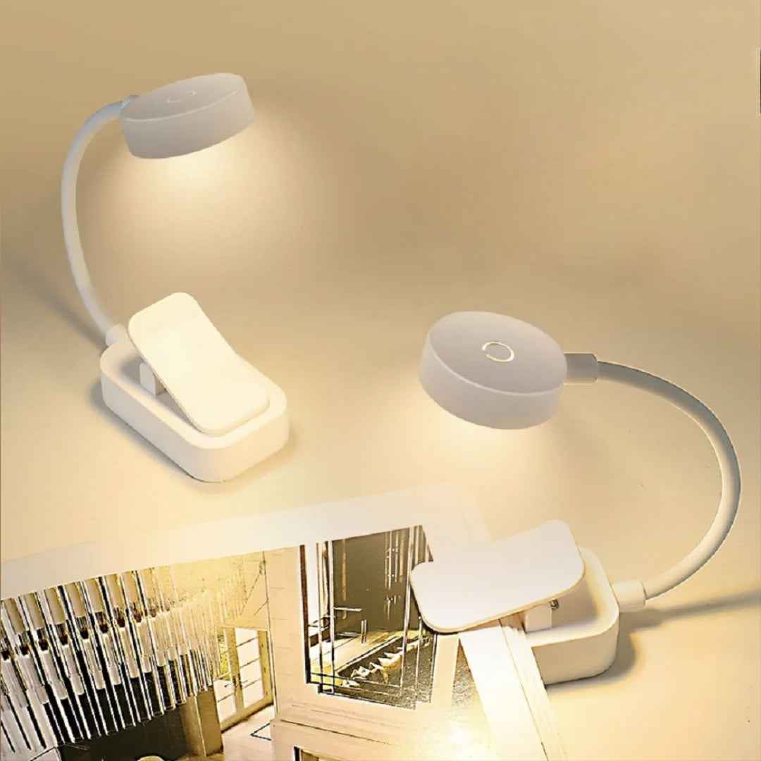 Hopfällbar boklampa med klämma