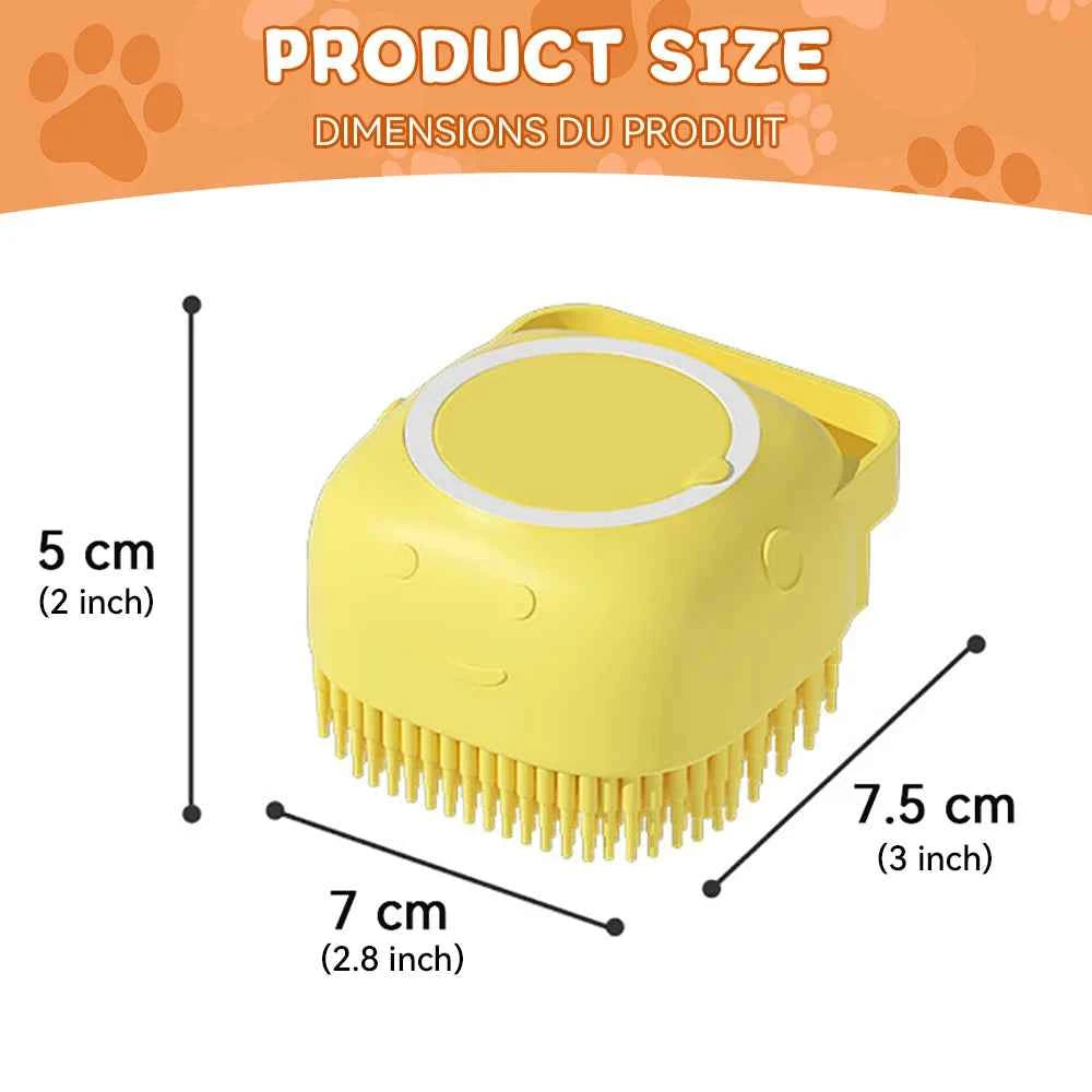 Dog Bathing Brush Pet Massage Brush Shampoo Dispenser Soft Silicone Brush Rubber Bristle for Dogs and Cats Shower Grooming Tool