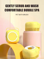 Dog Bathing Brush Pet Massage Brush Shampoo Dispenser Soft Silicone Brush Rubber Bristle for Dogs and Cats Shower Grooming Tool