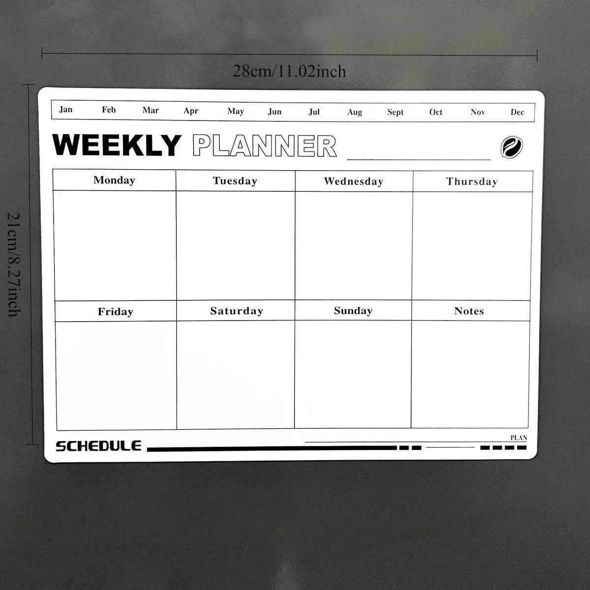 A refrigerator magnet ,monthly and weekly planner, magnetic calendar sticker, soft magnetic note sticker, message board