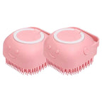 Dog Bathing Brush Pet Massage Brush Shampoo Dispenser Soft Silicone Brush Rubber Bristle for Dogs and Cats Shower Grooming Tool